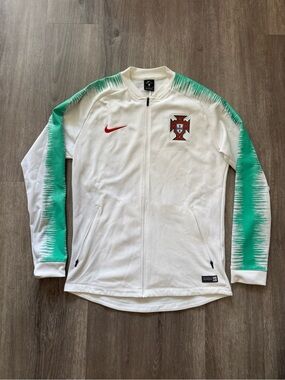 Portugal Nike White Track Jacket with Green Fade Sleeves